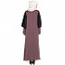 Designer abaya with double sleeves- Plum brown and black